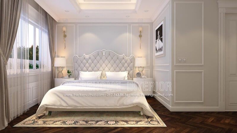 Mẫu giường bọc gỗ tần bì đẹp này được thiết kế sang trọng và tinh tế. Đây là kiểu mẫu phòng ngủ tân cổ điển được nhiều khách hàng lựa chọn hiện nay