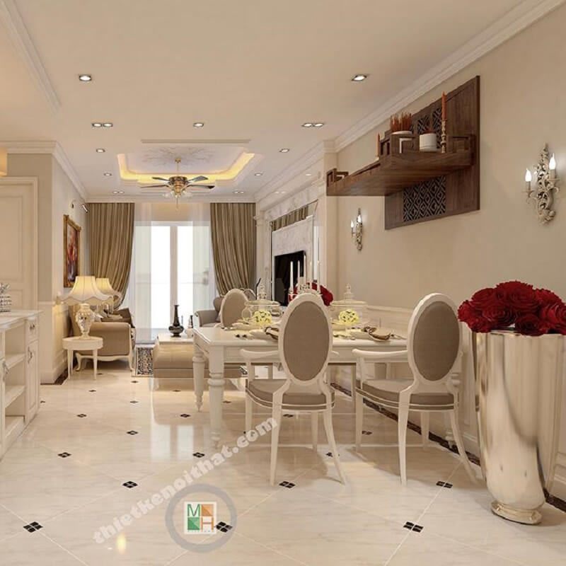 Mẫu bàn thờ đẹp phần ốp tường cách điệu mang đến vẻ đẹp sang trọng, lôi cuốn cho căn nhà