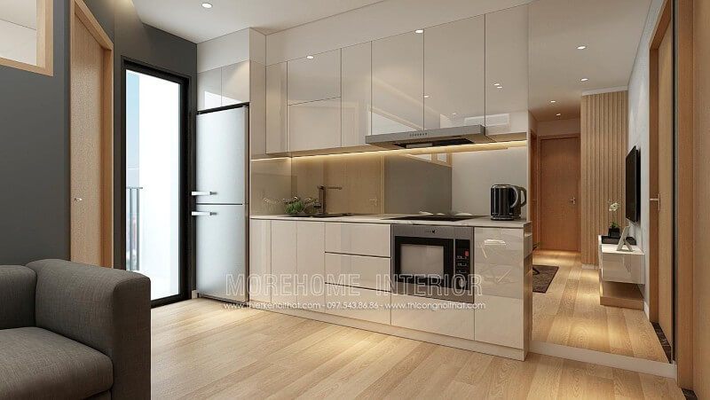 Mẫu thiết kế tủ bếp hiện đại và đơn giản được đề xuất cho các căn hộ diện tích nhỏ như nhà phố, chung cư... để tạo ra không gian sống thoải mái.